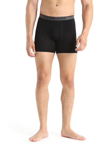 Black Men's Icebreaker Merino Anatomica Boxers Underwear | USA 1317NWYB